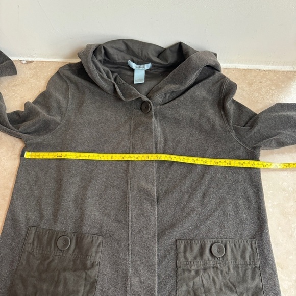 Nurture Gray ONe Button Long Sleeve Hooded Jacket Womens Size L Pockets - Picture 9 of 14